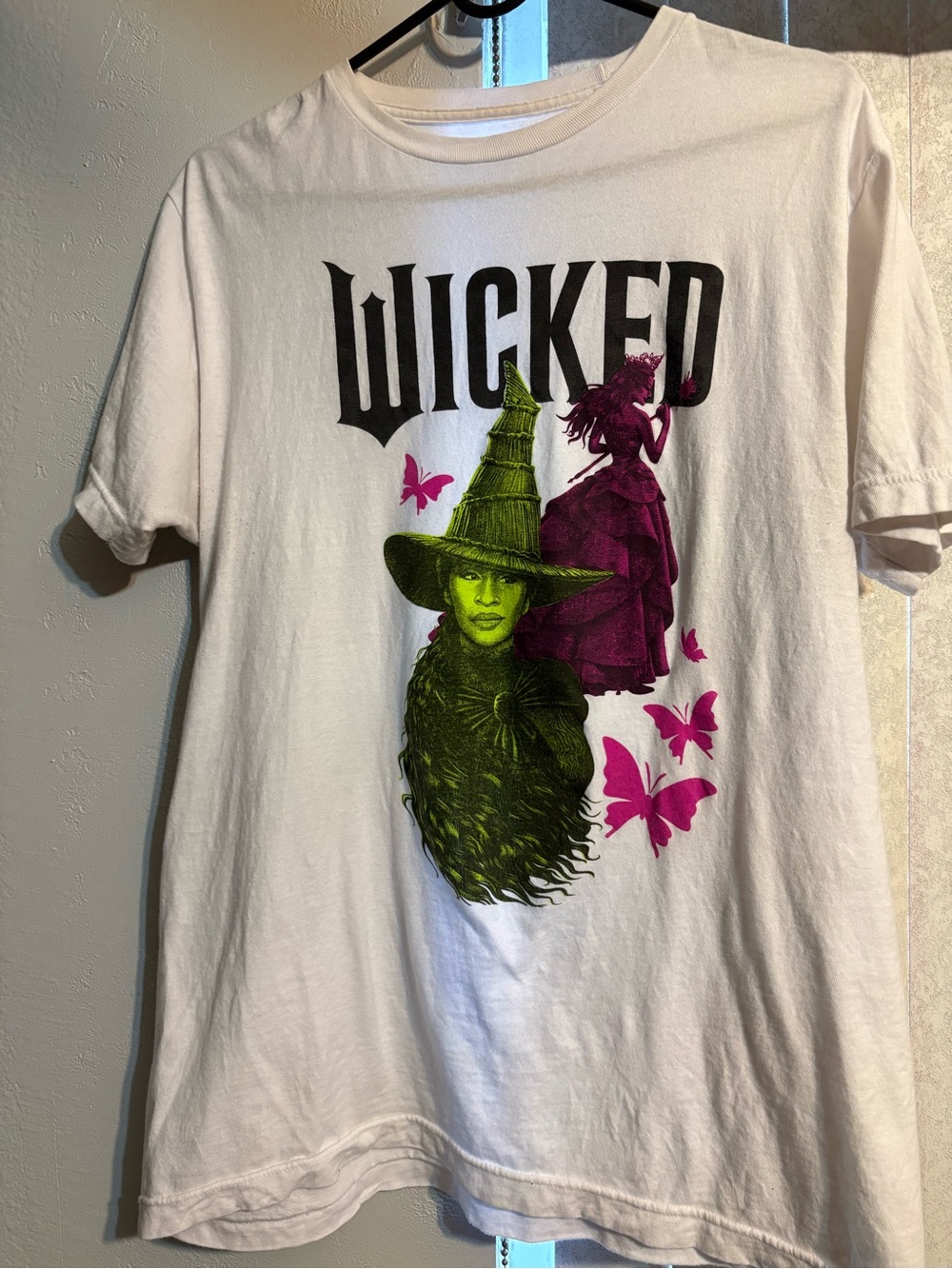 Universal White Wicked Graphic Tee with Green & Pink Artwork